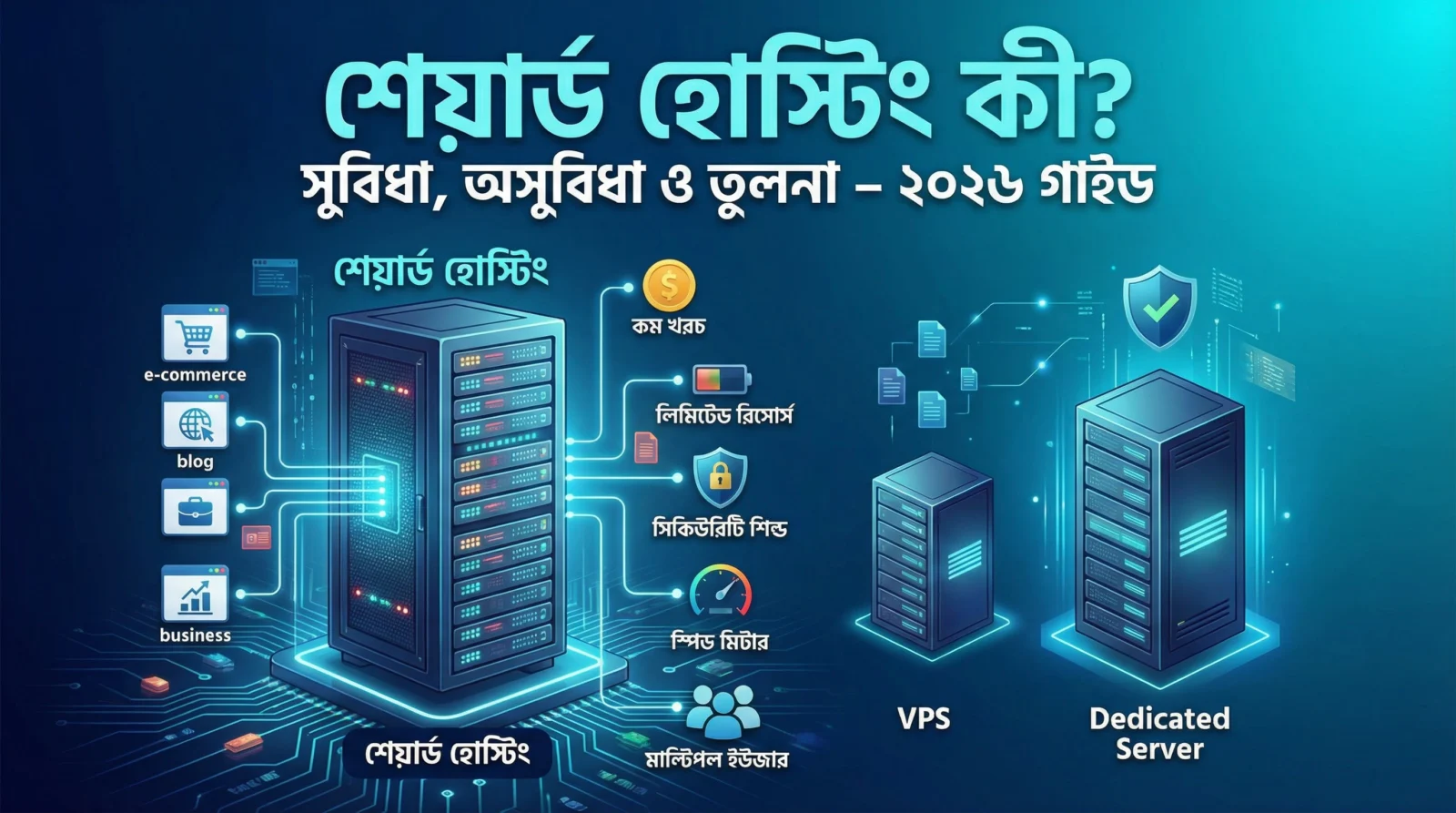 শেয়ার্ড হোস্টিং কী সুবিধা, অসুবিধা ও অন্য হোস্টিংয়ের সাথে তুলনা